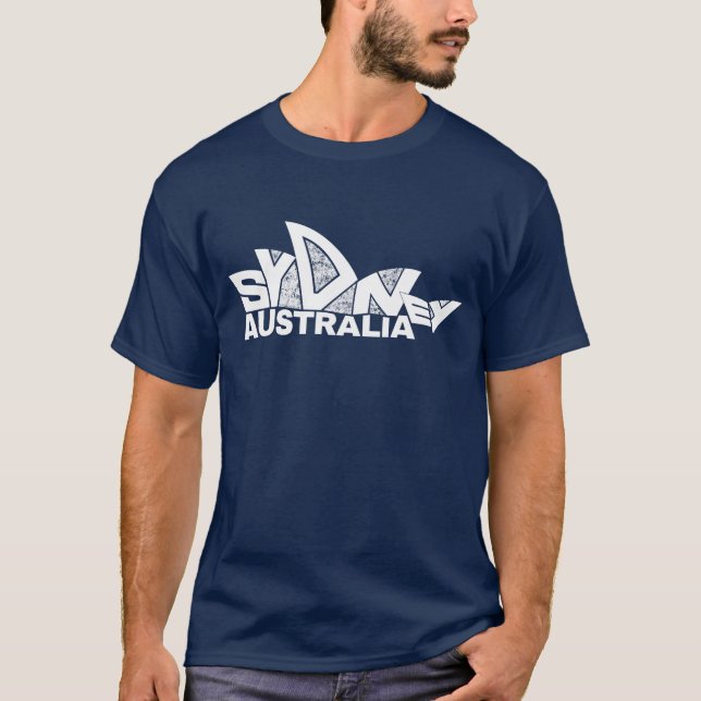 Sydney Souvenir Opernhaus Australien Typografie T-Shirt (Vorderseite)