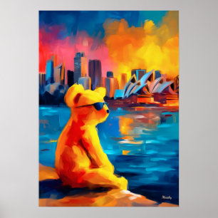 Sydney Teddy Golden Harbor Skyline Druck Poster