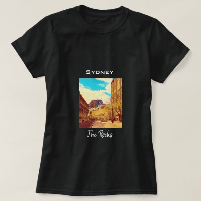 Sydney The Rocks with Harbour Bridge travel T-Shirt (Design vorne)