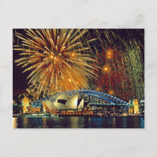 Sydney Under Fireworks Postcard Postkarte