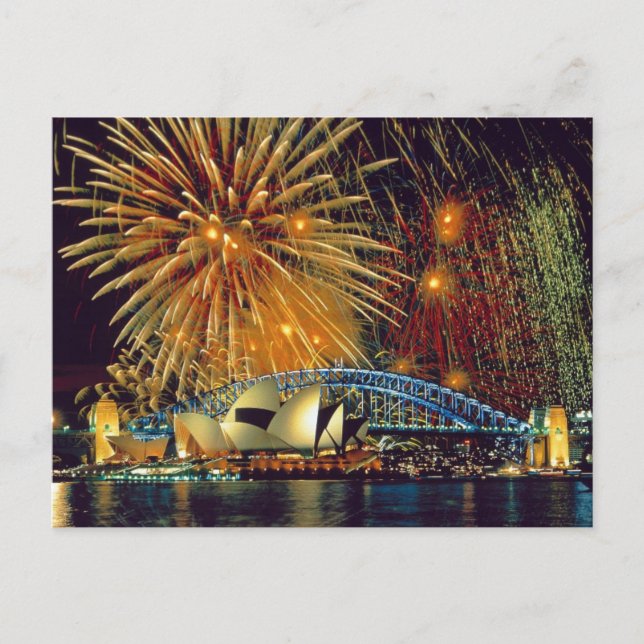 Sydney under Fireworks Postcard Postkarte (Vorderseite)