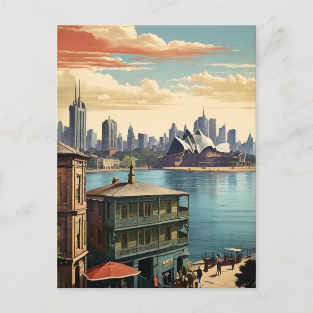 Sydney Vintage-Plakat Postkarte (Vorderseite)