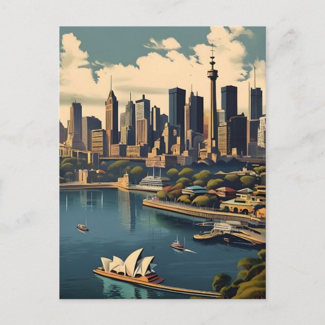 Sydney Vintage-Plakat Postkarte (Vorderseite)