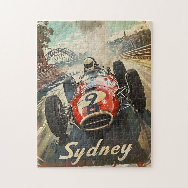 Sydney Vintager Rennwagen Puzzle (Vertikal)