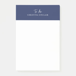 Sylish Monogram Navy Blau Trendige Schrift To Do Post-it Klebezettel