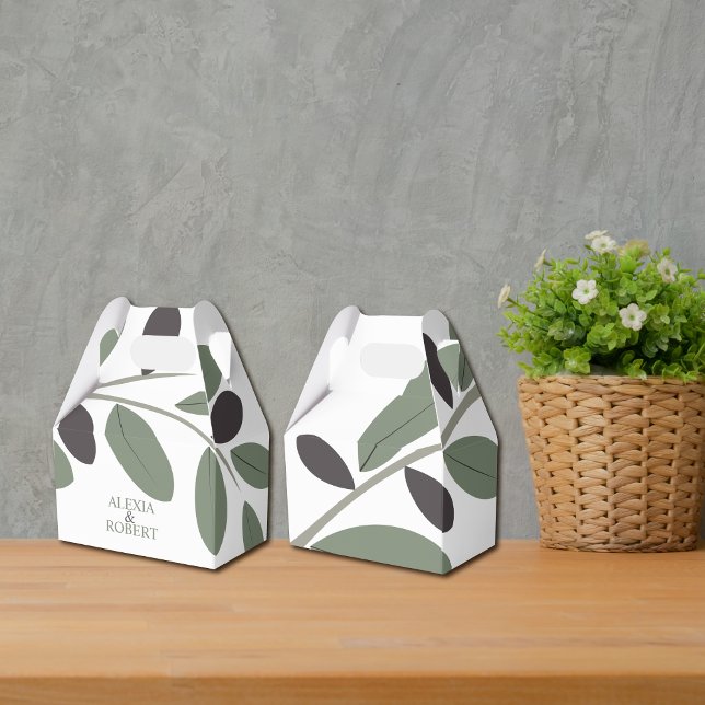 Sylized Olive Zweig Mittelmeercharme Hochzeit Geschenkschachtel (Von Creator hochgeladen)