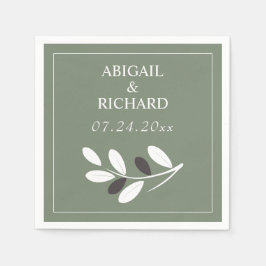 Sylized Olive Zweig Mittelmeergrüne Hochzeit Serviette