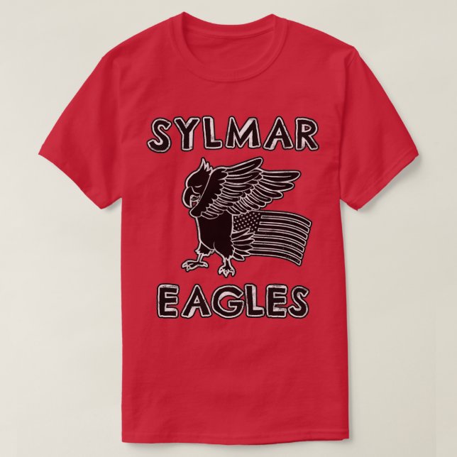 Sylmar Eagles School Maskottchen amerikanische Fla T-Shirt (Design vorne)