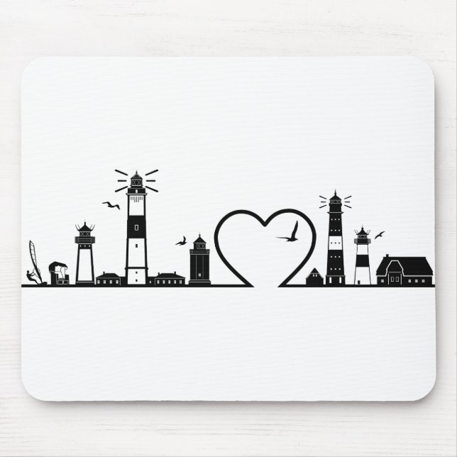SYLT Nordsee Insel Skyline Silhouette Mousepad (Vorne)