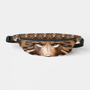 Sylvan Sentinel: Der majestätische Holz-Wolfsdruck Bauchtasche