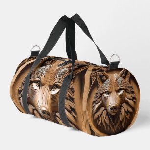 Sylvan Sentinel: Der majestätische Holz-Wolfsdruck Duffle Bag