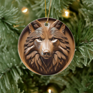 Sylvan Sentinel: Der Majestic Wood Wolf druckt Keramik Ornament
