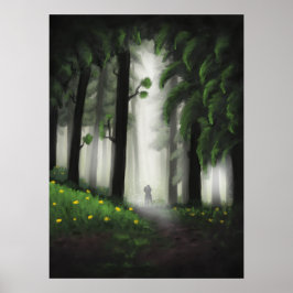 Sylvan Serenity: Majestic Green Forest mit Distan Poster