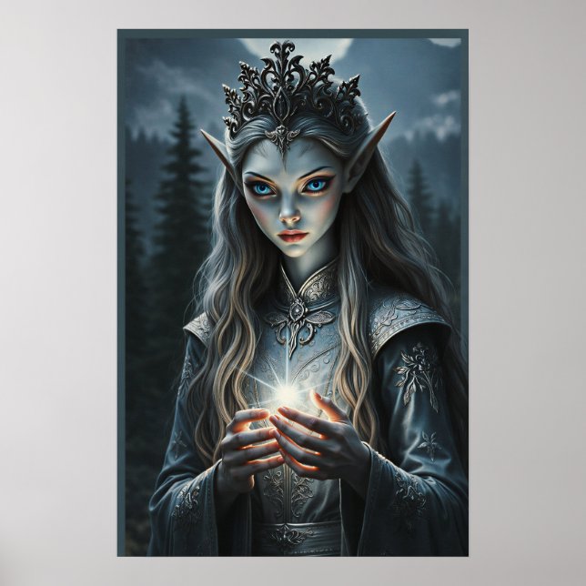 Sylvarae Nightwhisper Mystic Elf Fantasy-Kunstpost Poster (Vorne)
