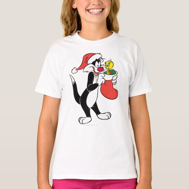 Sylvester Cat mit Strumpf T-Shirt (Vorderseite)