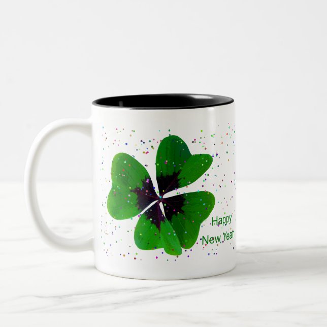 Sylvester Neujahrstag Jahresabschluss Zweifarbige Tasse (Links)