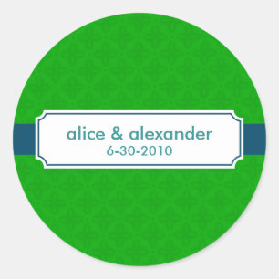 Sylvia in Navy und Green Wedding Sticker/Label Runder Aufkleber