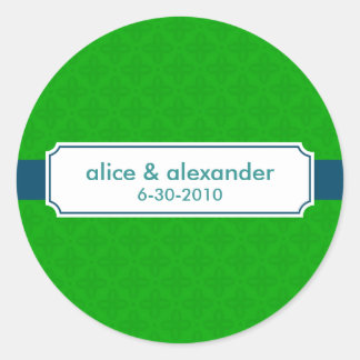 Sylvia in Navy und Green Wedding Sticker/Label Runder Aufkleber