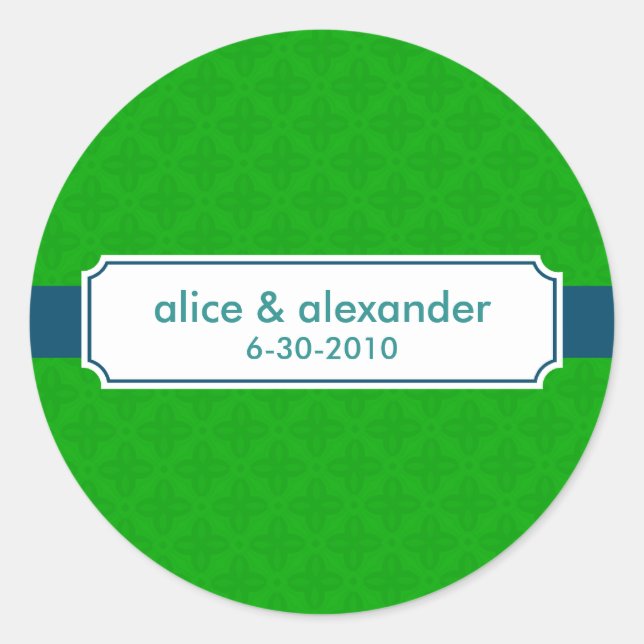 Sylvia in Navy und Green Wedding Sticker/Label Runder Aufkleber (Vorderseite)