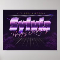Sylvia Name Vorname lila retro Geburtstag