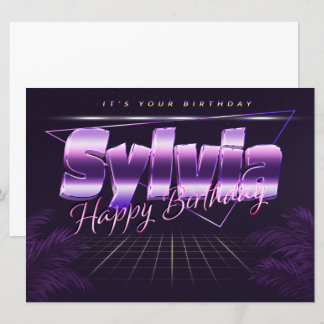 Sylvia Name Vorname lila retro Karte Geburtstag