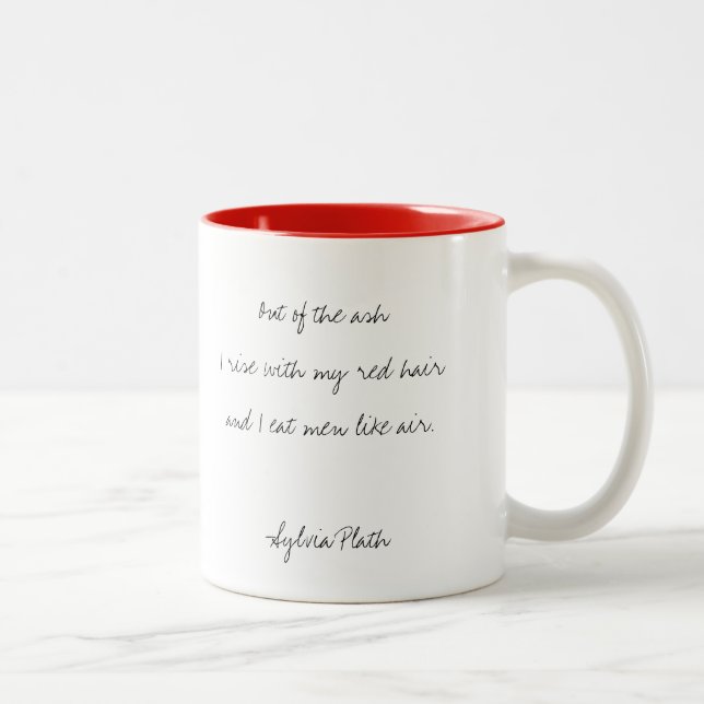 Sylvia Plath, handgeschriebene Zitat-Tasse Zweifarbige Tasse (Rechts)