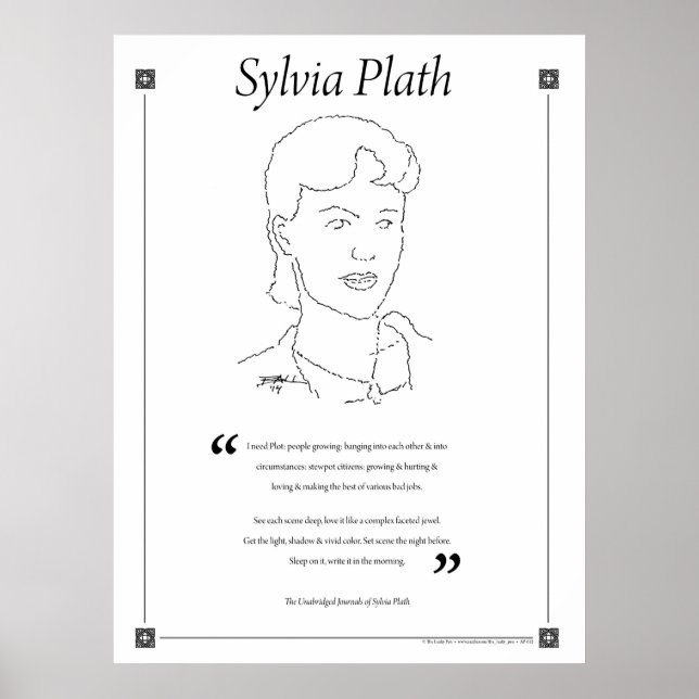 Sylvia Plath Writing Quote Poster (Vorne)