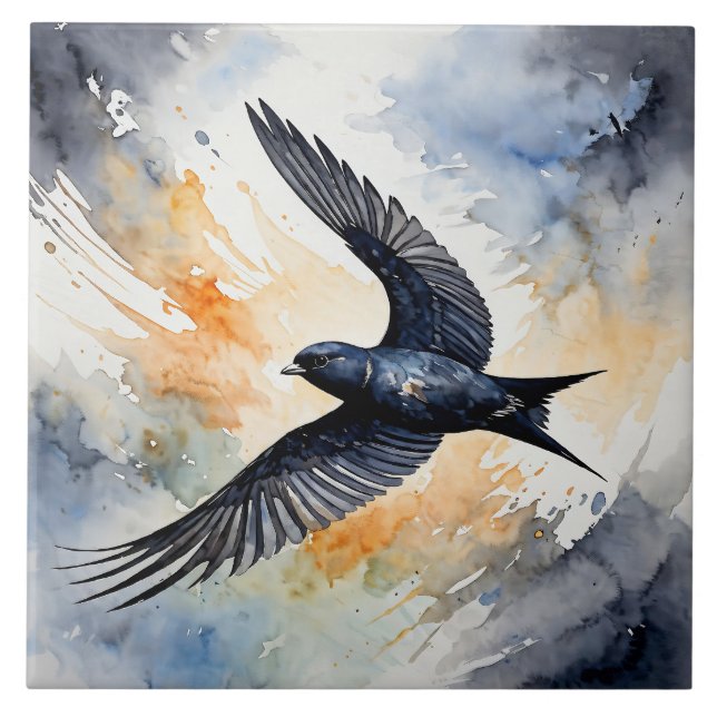 Symbiotic Sky Dancer: Graceful Swift BIrd Fliese (Vorderseite)