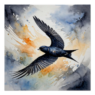 Symbiotic Sky Dancer: Graceful Swift BIrd Poster