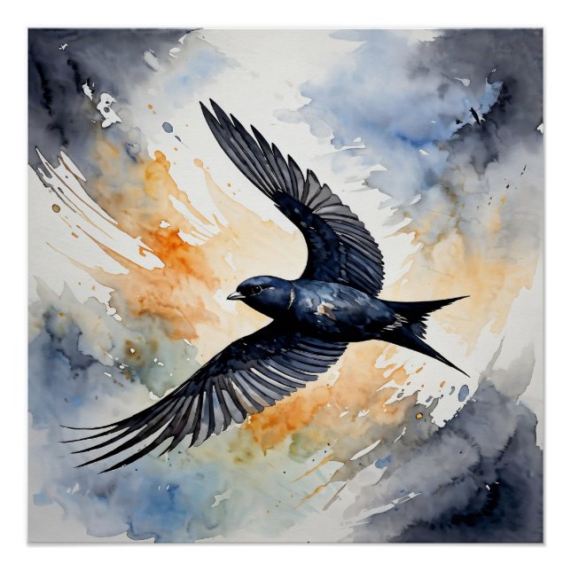 Symbiotic Sky Dancer: Graceful Swift BIrd Poster (Vorderseite)