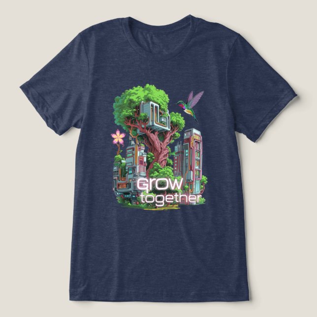 Symbiotische Stadt Tri-Blend Shirt (Design Vorderseite)