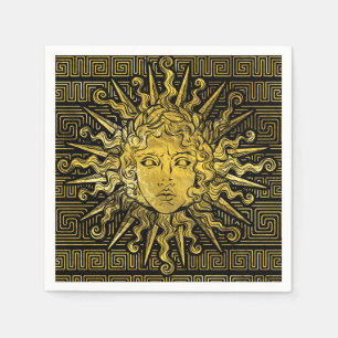 Symbol Apollo Sun auf griechischem Schlüsselmuste Serviette