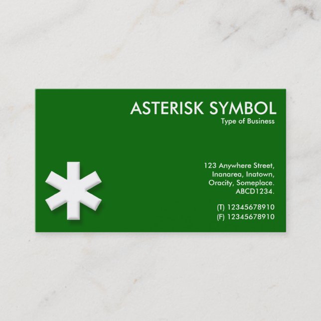 Symbol Asterisk - Grün (006600) Visitenkarte (Vorderseite)