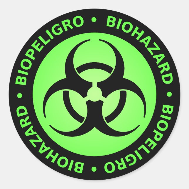 Symbol-Aufkleber für die Biogefährdung grün und sc Runder Aufkleber (Vorderseite)