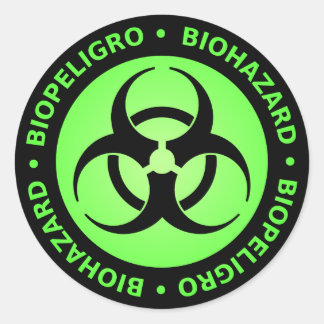 Symbol-Aufkleber für die Biogefährdung grün und sc Runder Aufkleber