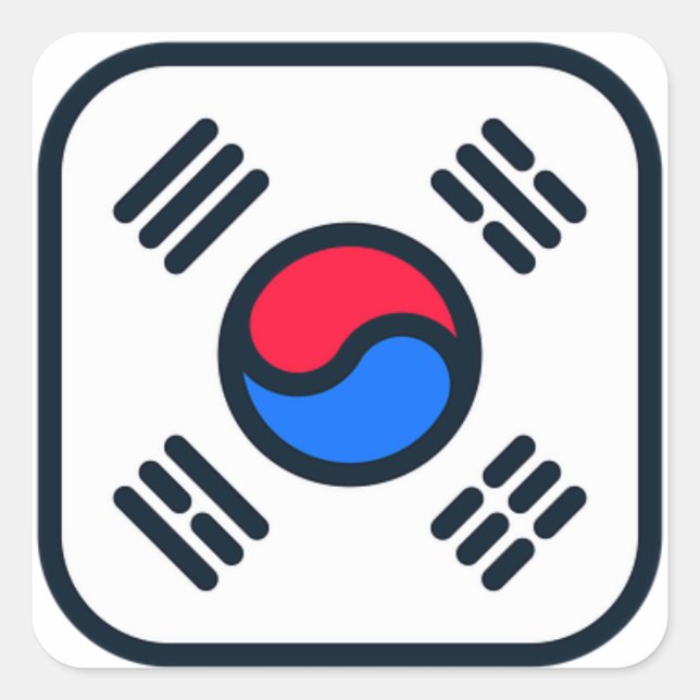 Symbol-Aufkleber für die koreanische Flagge Quadratischer Aufkleber (Vorderseite)