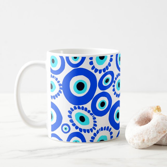 Symbol Blau und Weiß Kaffeetasse (Mit Donut)
