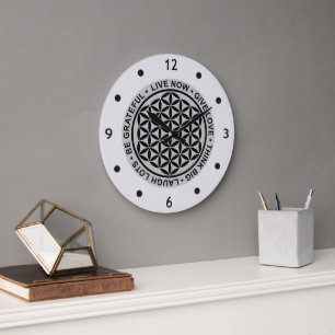 Symbol Blume des Lebens - Lebensregeln 1 Große Wanduhr