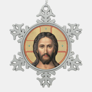 Symbol Christi Schneeflocken Zinn-Ornament