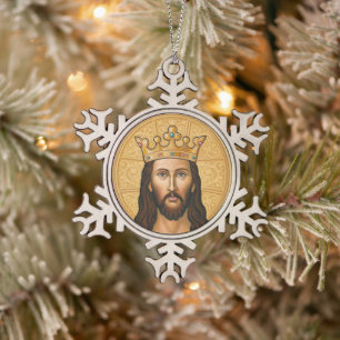 Symbol Christi Schneeflocken Zinn-Ornament