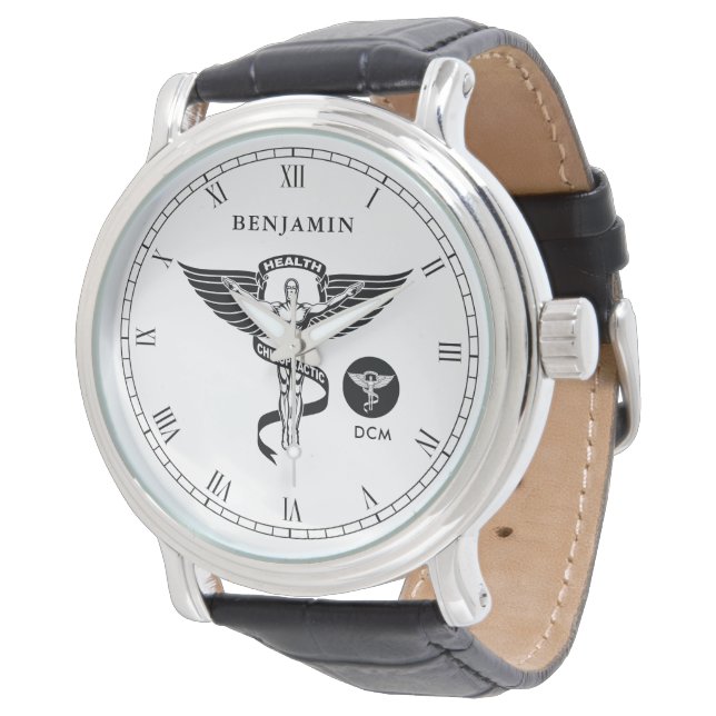 Symbol der Chiropraktik | INDIVIDUELLE NAME Armbanduhr (Schrägansicht)