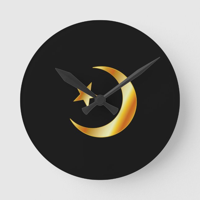 Symbol der Islamreligion Runde Wanduhr (Vorderseite)