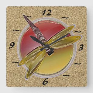 Symbol der Libelle (texturierter Hintergrund) Wall Quadratische Wanduhr