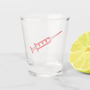Symbol der medizinischen Spritze, Impfung, Stopp C Schnapsglas