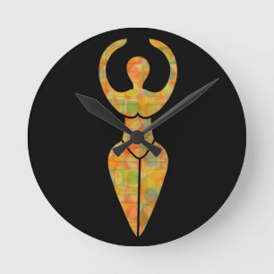 Symbol der Wiccan Göttin Runde Wanduhr