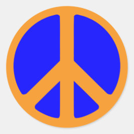 Symbol des Friedens-Aufklebers in Blau und Gold Runder Aufkleber