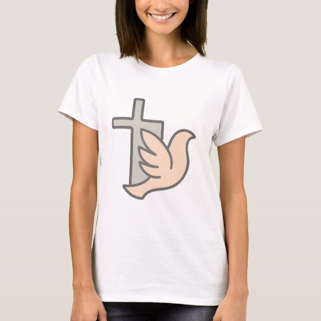 Symbol des Friedens für Kreuz und Taube T-Shirt (Vorderseite)