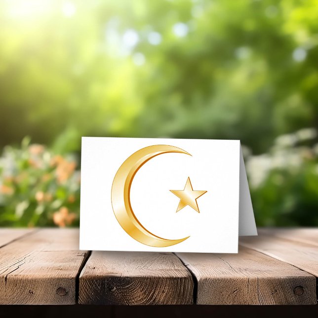 Symbol des Islam: Falsche Grußkarte (Islam Symbol Folded Greeting Card. Crescent moon, star, symbol of Islam. Customize with your text.)