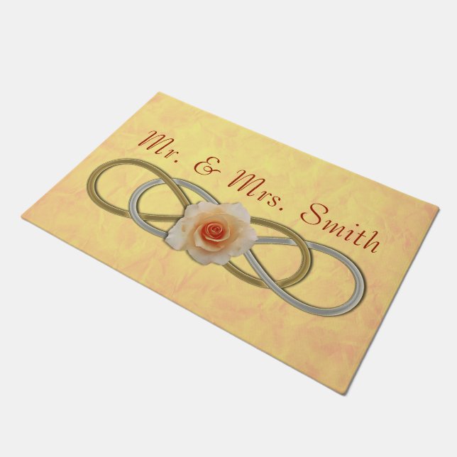 Symbol Double Infinity - Rose Gold Silber Fußmatte (Schrägansicht)