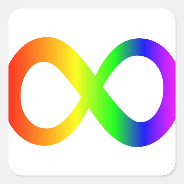 Symbol für Autismus Sensibilität Rainbow Infinity Quadratischer Aufkleber (Vorderseite)